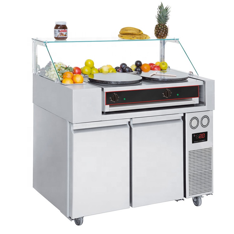 35 см электрическая блинница с прилавком для подготовки холодильника