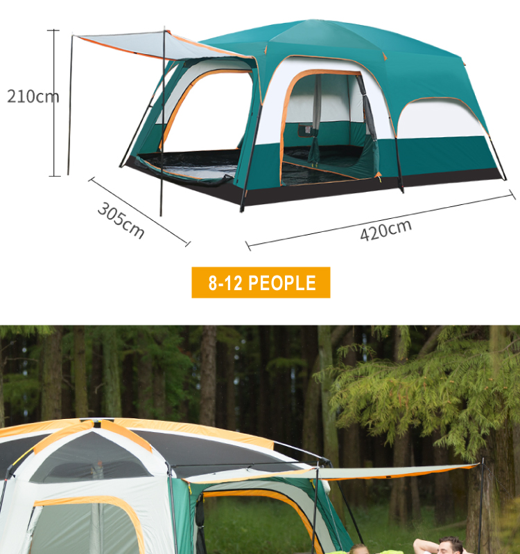 2021 Customized Wholesale, Luxury Wind Resistant Outdoor Large 8 10 12 Persons Hiking Glamping Family Camping Tents For Sale/