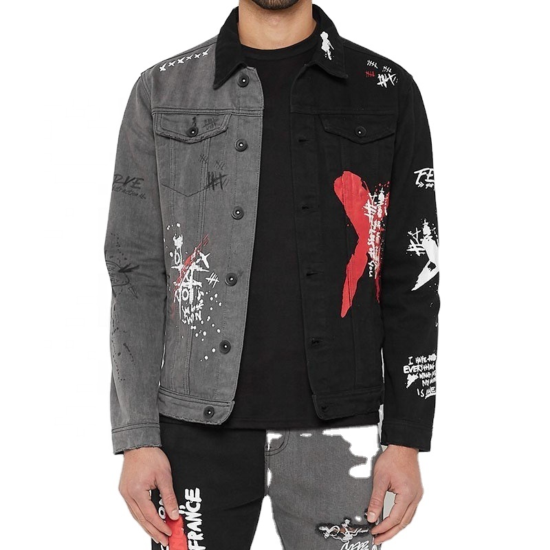 graffiti denim jacket mens
