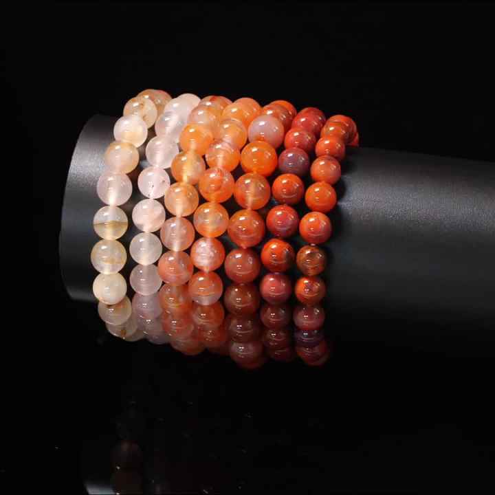 JD GEMS 8-9mm South Red Carnelian Beaded Bracelets 3A 5A