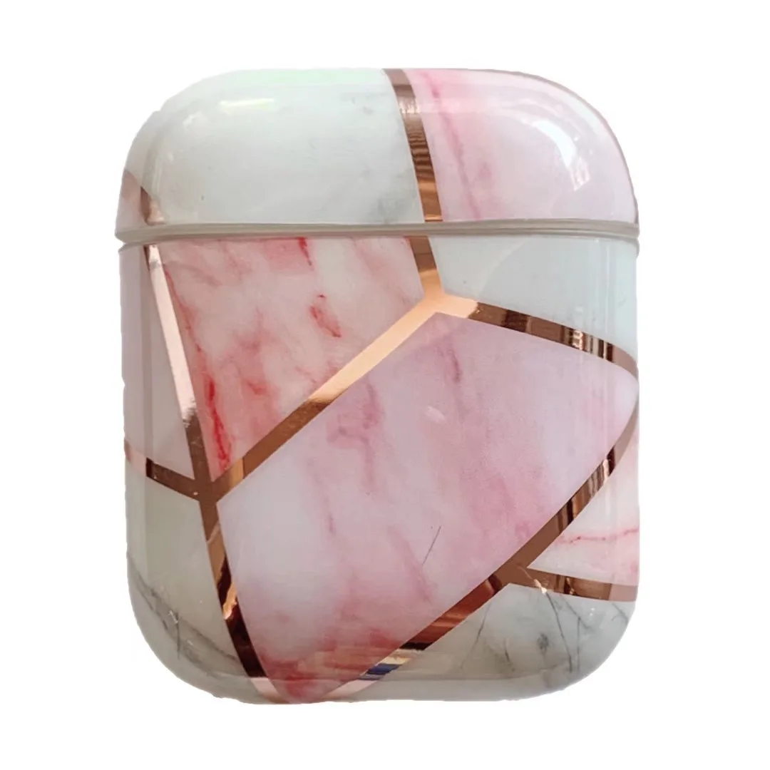 Глянцевый Блестящий IMD мраморный чехол для хранения наушников с геометрическим рисунком для Airpods 1 2, мягкий чехол для Airpods 2