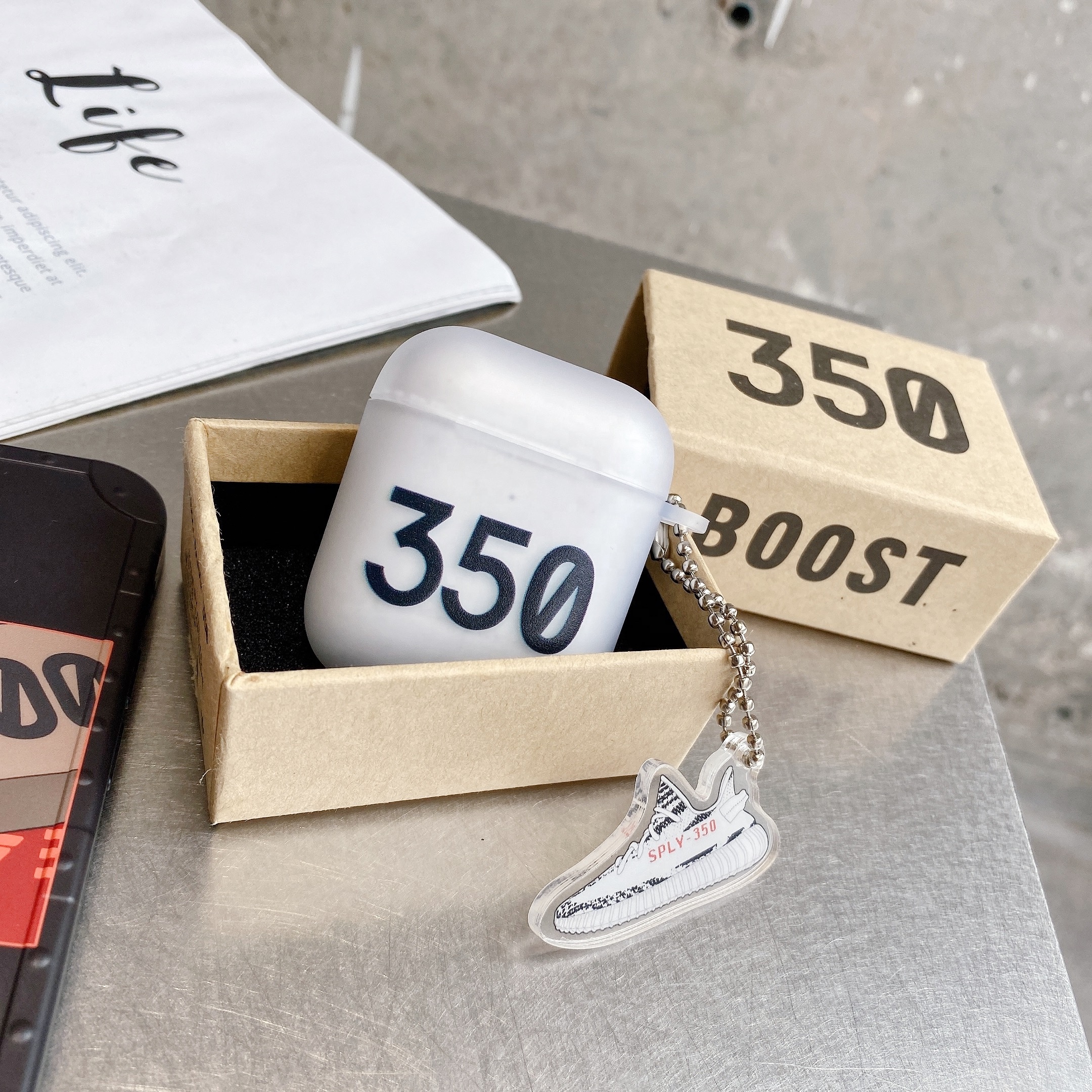 350 прозрачные чехлы для airpods pro с 2d aj, брелок для кроссовок, мини-коробка в упаковке