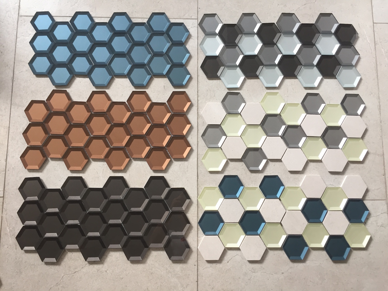 Zinc Coated Wall Mosaic Latest Design Galvanized Hexagonal Glass Mosaic 3D Decorative Tiles