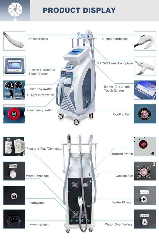 Multifunction SHR+Elight+ OPT   hair removal machine Hair Removal dark circle wrinkle remove tattoo OPT Beauty machine