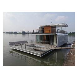 18M Floating Hotel Fiberglass House Boat For Family Luxury Yacht For Party Bar