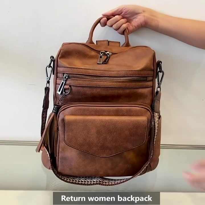 Leather Backpack Purse Set for Women Designer Ladies  display picture 3