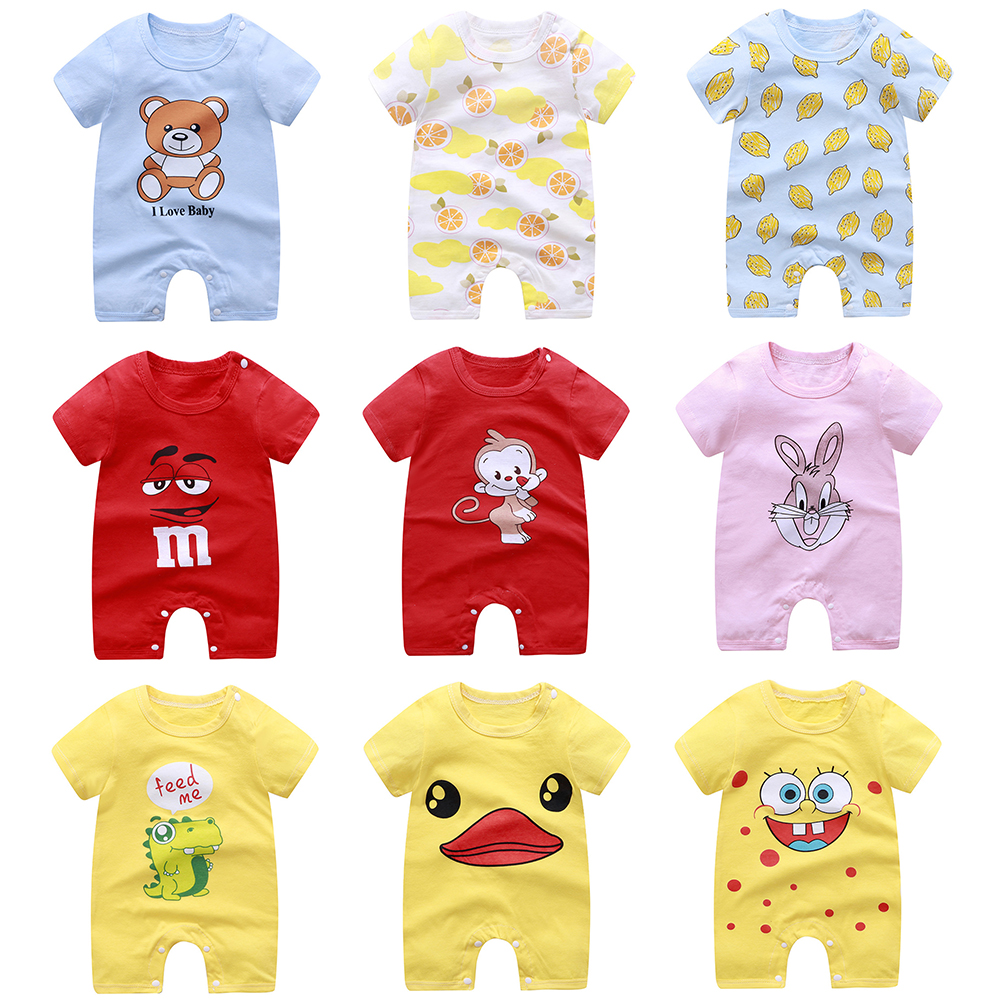 Детский хлопковый комбинезон, повседневный летний комбинезон с коротким рукавом для новорожденных мальчиков, 2020