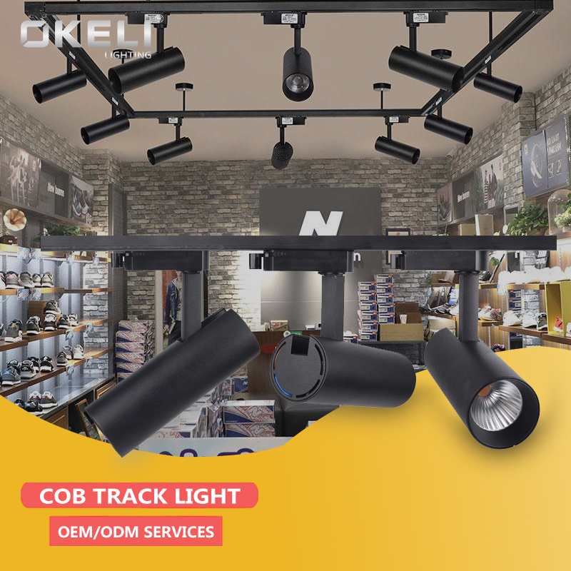 OKELI Zhong Shan светодиодный светильник IP44 10 Вт 20 Вт 30 Вт, Диммируемый светодиодный Трековый светильник для супермаркета, вращение на 360 градусов, COB светильник холодного белого света