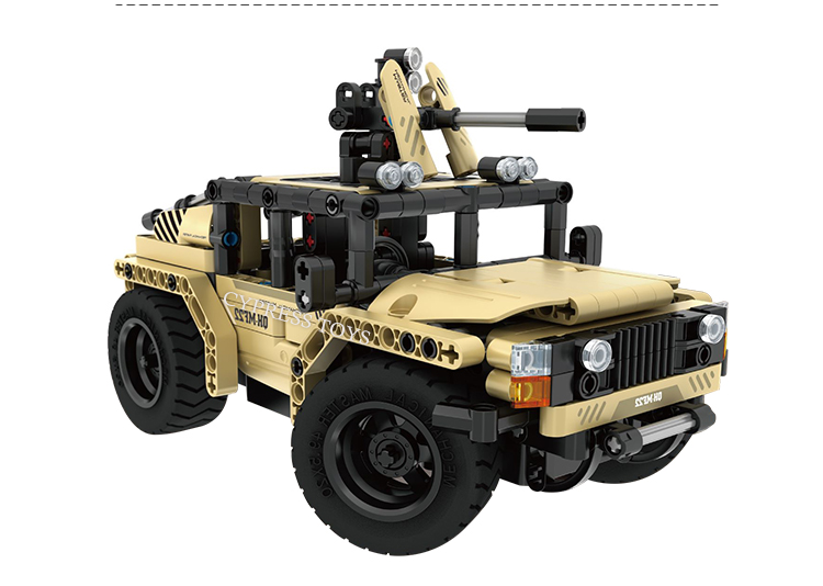 DIY Self-Assembly 370PCS 2 IN 1 RC Military Remote Control Car Military Truck Kit Car Building Truck Toy