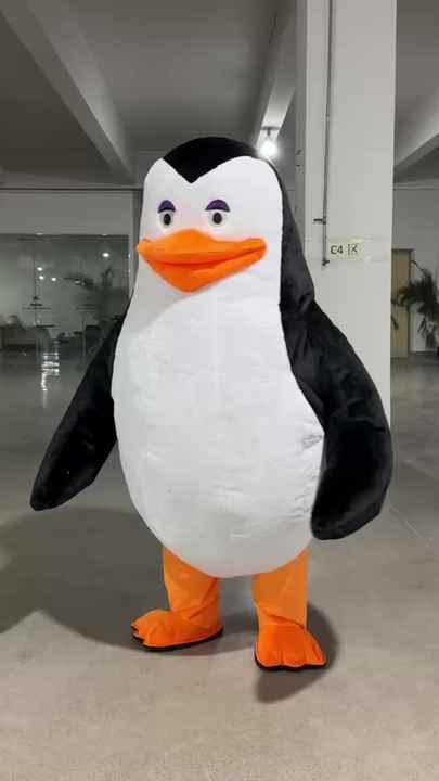 Inflatable Penguin Costume – Black & White With Bow Tie & Battery Fan For Halloween Fun