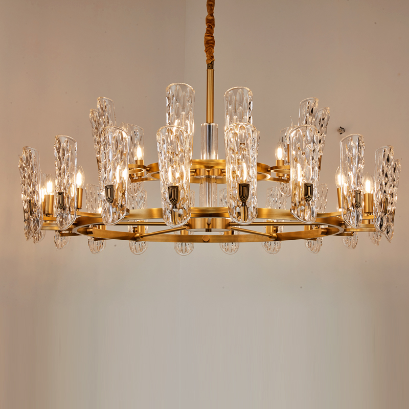 Copper Indoor Villa Fancy Design Pendant Hotel Artist Chandelier Crystal Lamp Modern Bar Luxury Living Room Interior Glass Light