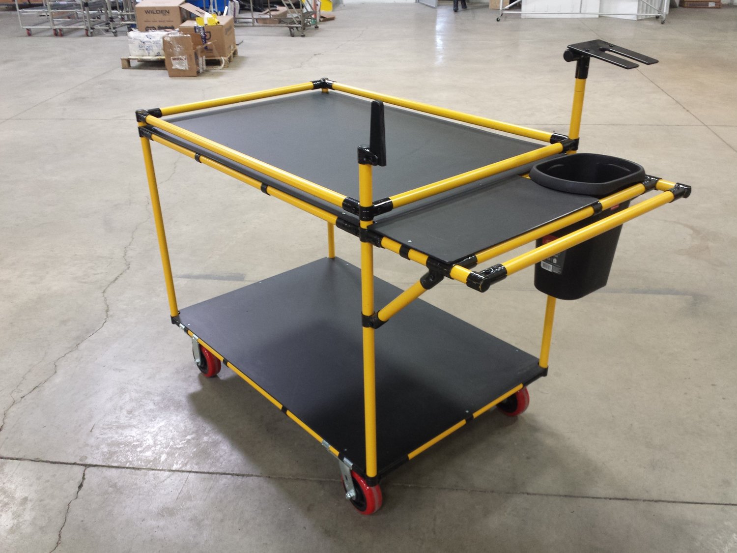 Aluminium Profile Industrial Tote Cart Multilayer Hand Push Trolley
