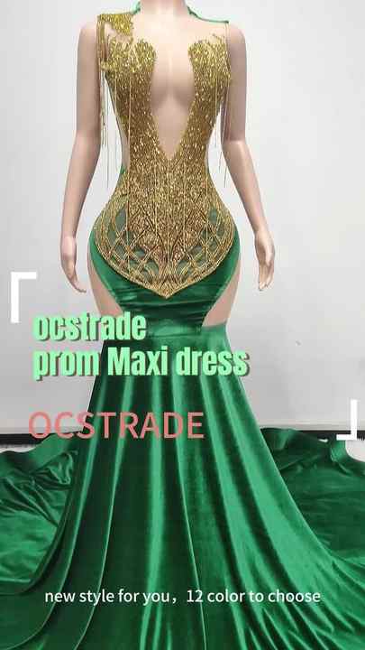 Ocstrade Vestido De Baile De Mulheres Evening Dress Ball Gown Embroidered Gold Applique Rhinestone Prom Long Dresses Green Color Ocstrade Vestido De Baile De Mulheres Evening Dress Ball Gown Embroidered Gold Applique Rhinestone Prom Long Dresses Green Color