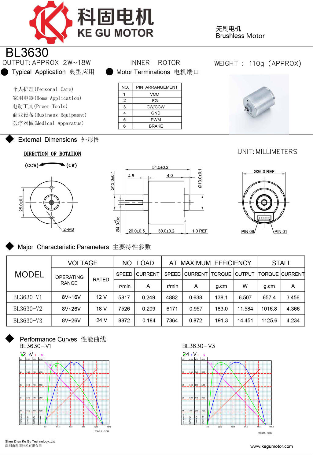 BL3626 BL3626i B3626M 36mm inner rotor brushless dc motor