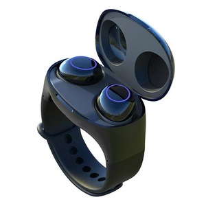 Portable Binaural Headphone Heart Rate Monitor Sports Bracelet Wristband Smart Watch With Wireless Bluetooth Earphone