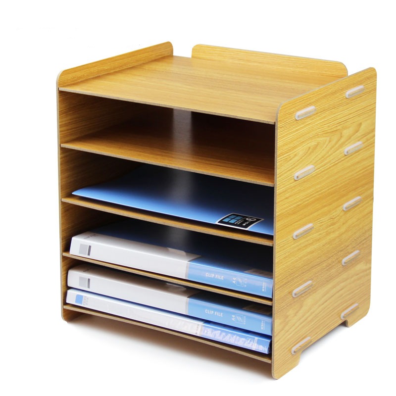 Полка для документов Творческий офисные принадлежности Desktop A4 Документ корзина 5 этажей приемки данных рамки деревянный документ полка