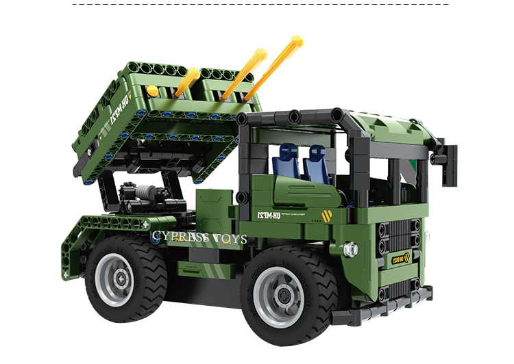 2 IN 1 Bloques De Construccion DIY Kit Car Building RC Military Truck Toys Building Truck Toy With 364PCS
