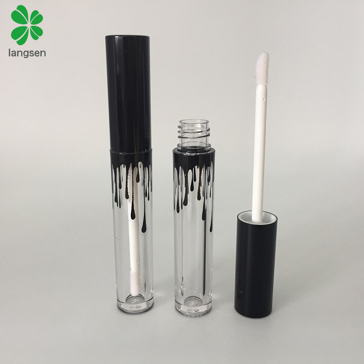 Индивидуальная пластиковая круглая черная туба для блеска для губ, контейнер для блеска для губ 4 мл, частная торговая марка