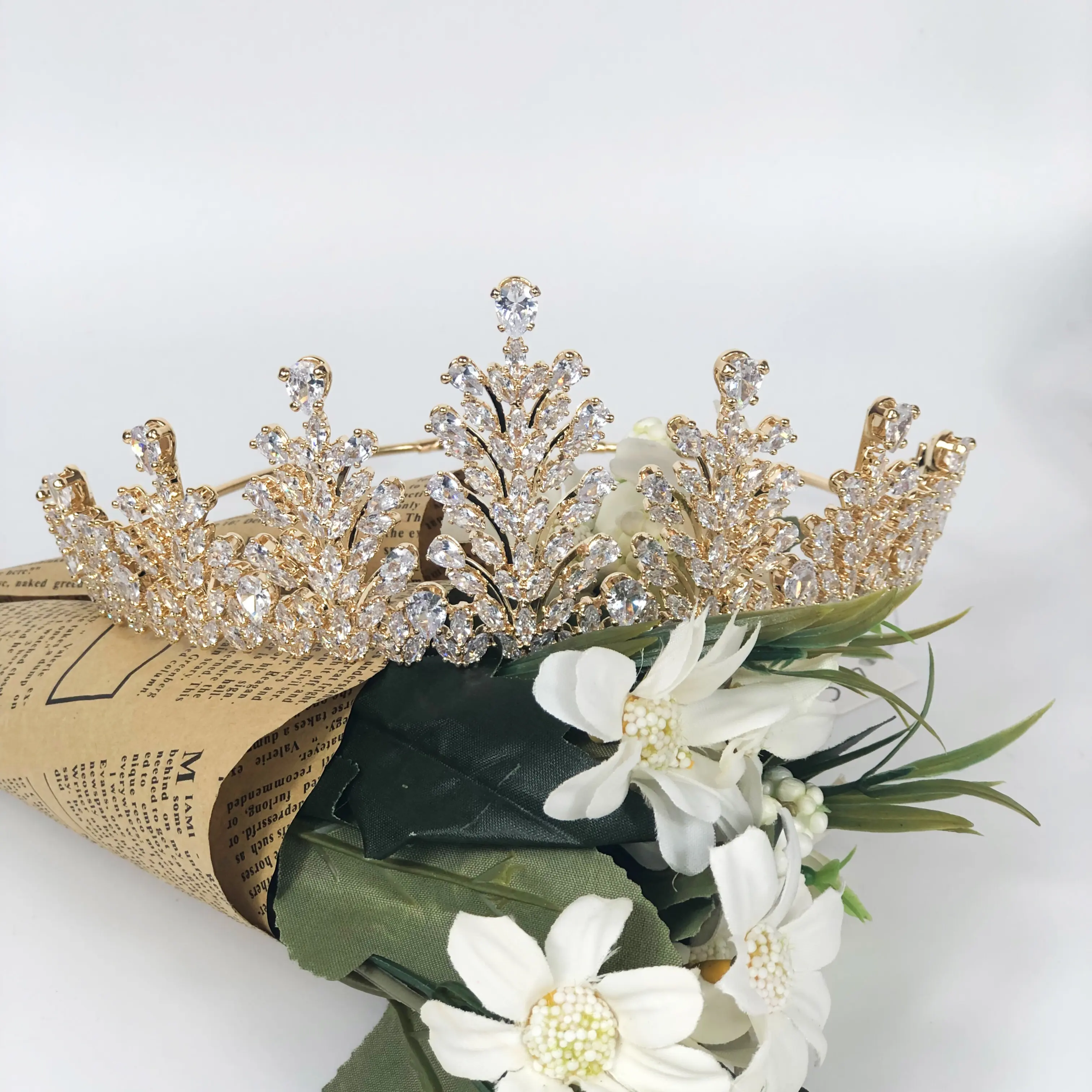 Crystal Rhinestone Shining Flower Leaf Wedding Bridal Tiara Crown Headband,as picture 