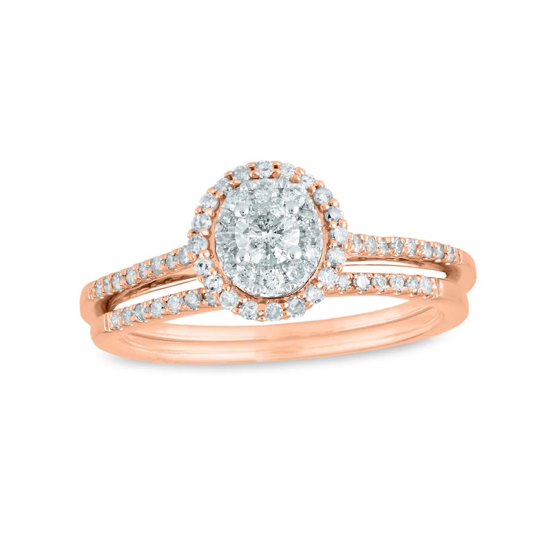 Classic Design 1CT VVS Color Moissanite Diamond Frame Bridal Set in 10K Rose Gold Engagement Ring Set