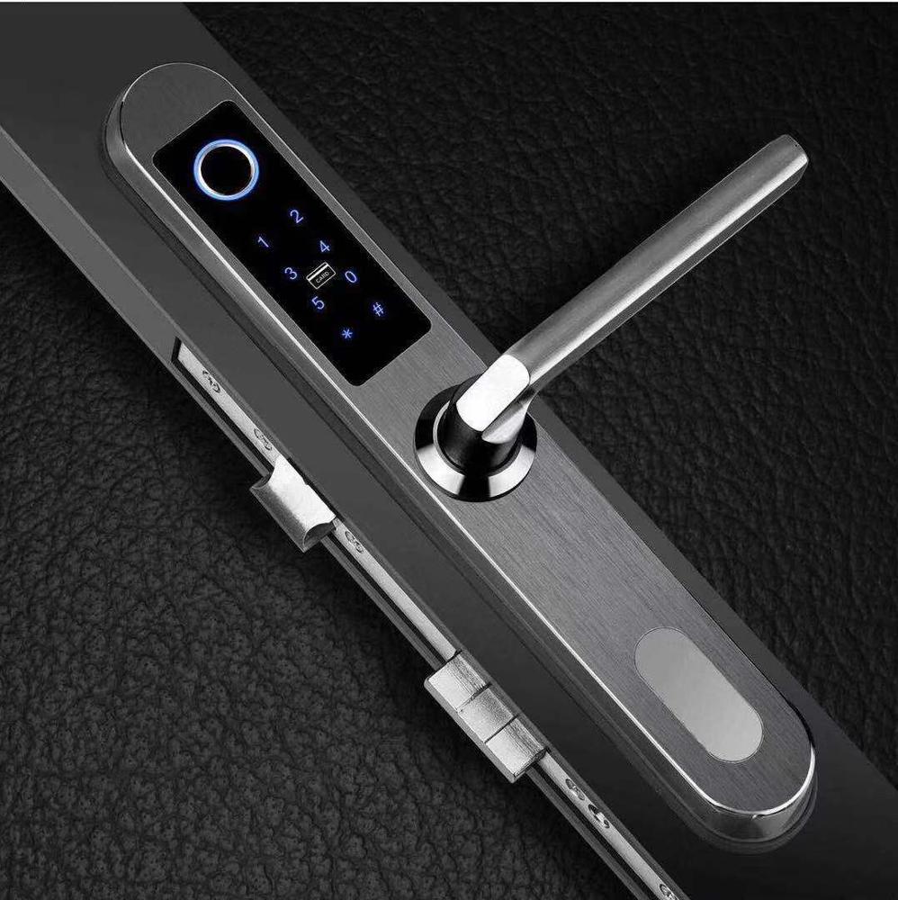OEM/ODM Fully adaptive intelligent aluminum Sliding Glass door lock with digital biometric fingerprint handles