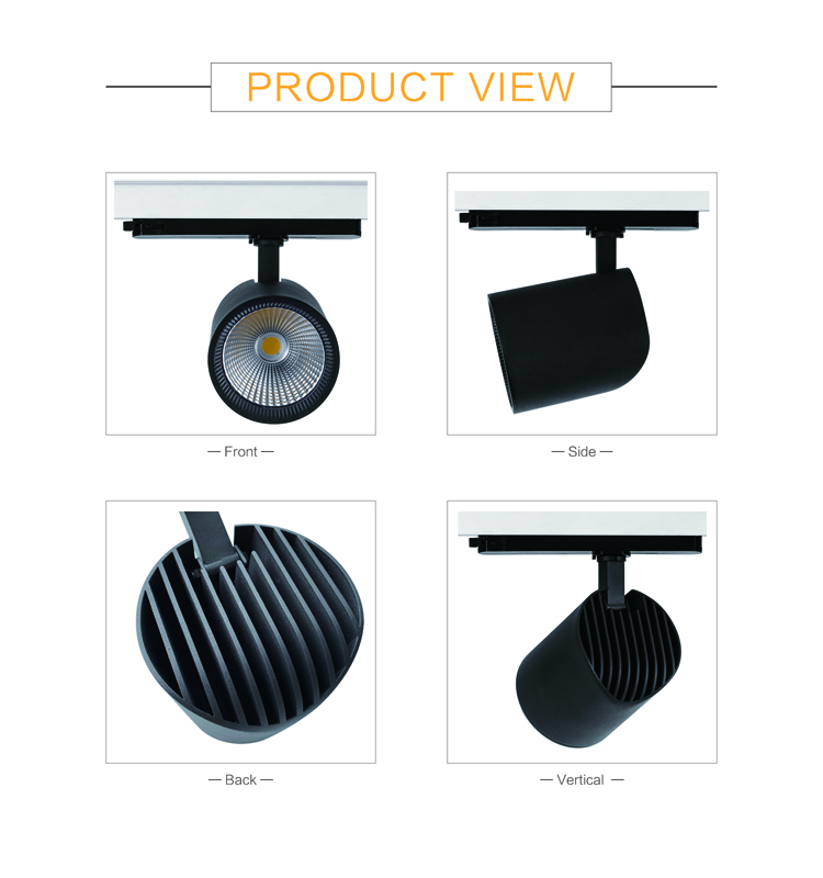 High Quality no flicker driver Dimming  Ra80 COB track Spot Light 30w 40w Track rail Lighting
