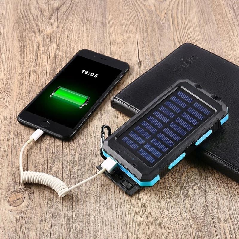 IP67 IPX6 Waterproof Solar Power Bank 20000mah Solar charger waterproof 10000mah 8000mah power bank portable for cell