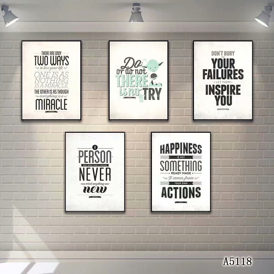 Оптовая продажа, 5 панелей, Декоративная Настенная картина с рамкой, мотивационное изображение на холсте