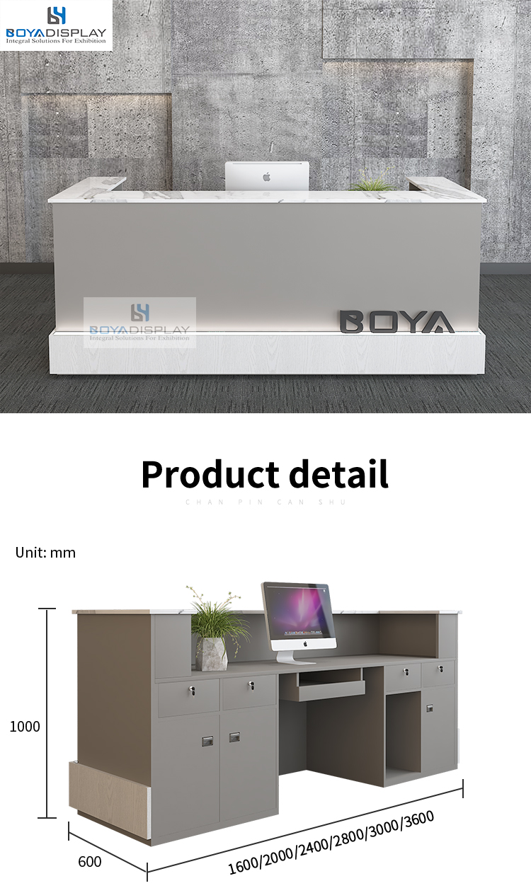 New design reception desk with led lighting salon reception table furniture