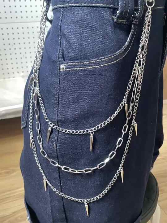 Goth Pants Chain Silver Layered Wallet Chain Punk Jewelry
