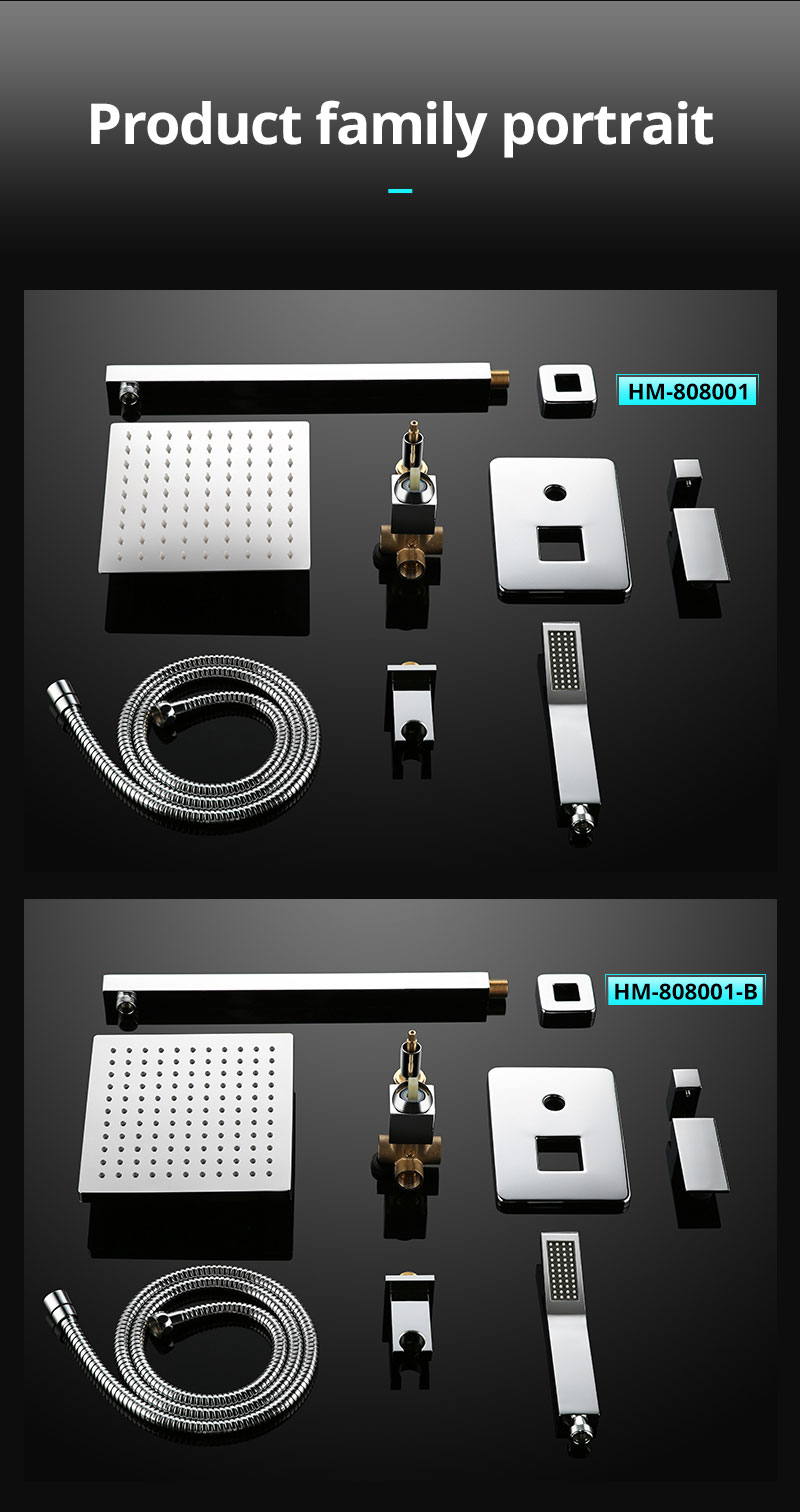 hm European Italian Style Square Bathroom Bath Exposed Thermostatic Bar Chrome SUS304 Shower Faucet Mixer Tap Taps Kits