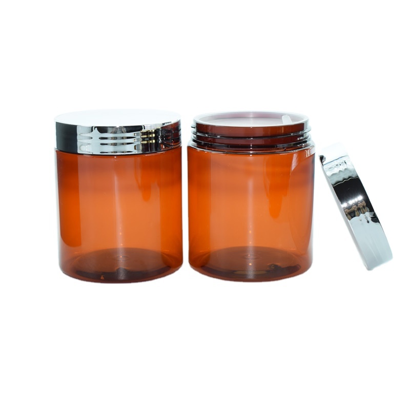 Plastic Storage Jar Round PET Plastic Food Storage Clear Cookie Jar With Lid/candy Packaging Container