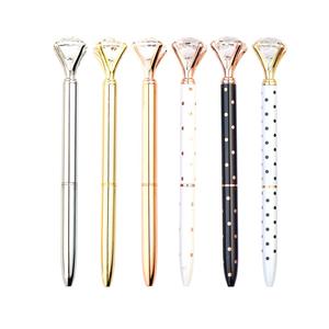 JH Customized Promotional Metal Ballpoint Big Diamond Top Pen Crystal Diamond Ball Pen