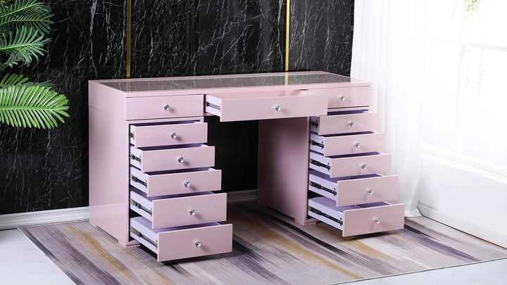 pink velvet dresser Acme Salonia Chest Pink Velvet