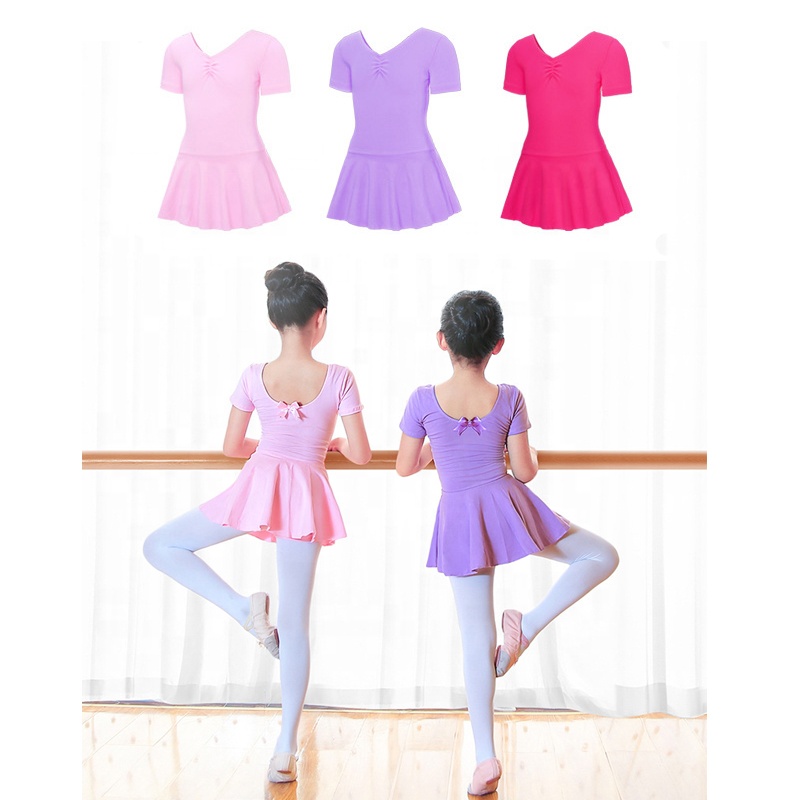 Хлопковое балетное трико для девочек, тренировочная гимнастическая одежда, Детские балетные трико, платье, балетная Униформа с брюками