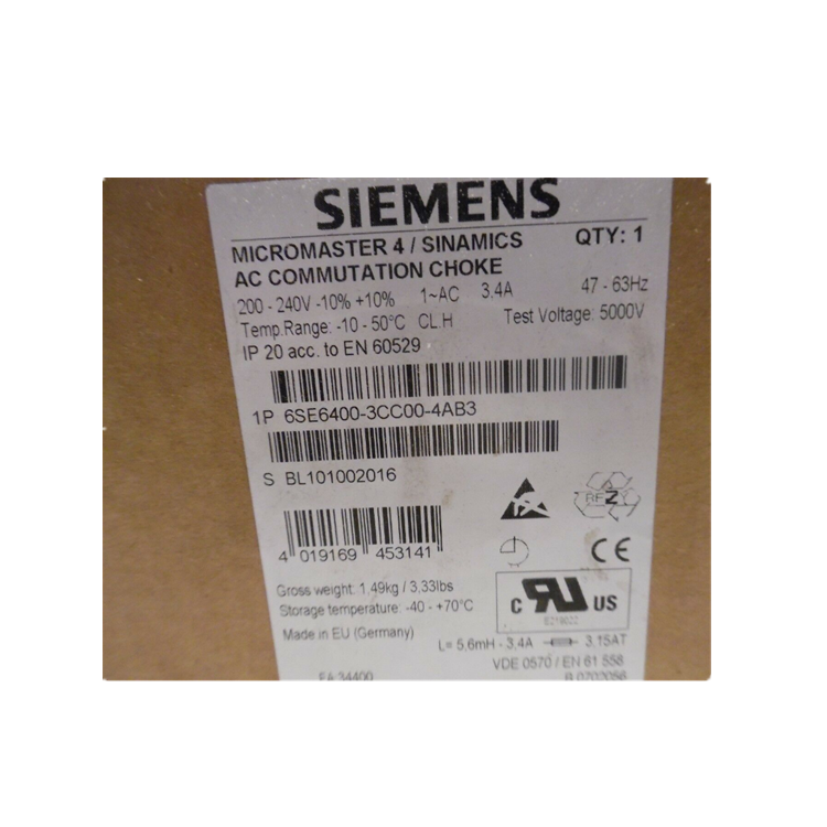 Siemens Micromaster 4 Sinamics 6SE6400-3CC00-4AB3 AC Commutation Choke