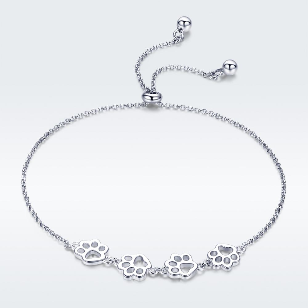Huilin Jewelry Silver Forever Love Heart Blue Enamel Puppy Paw Charm Wheat Chain Bracelet