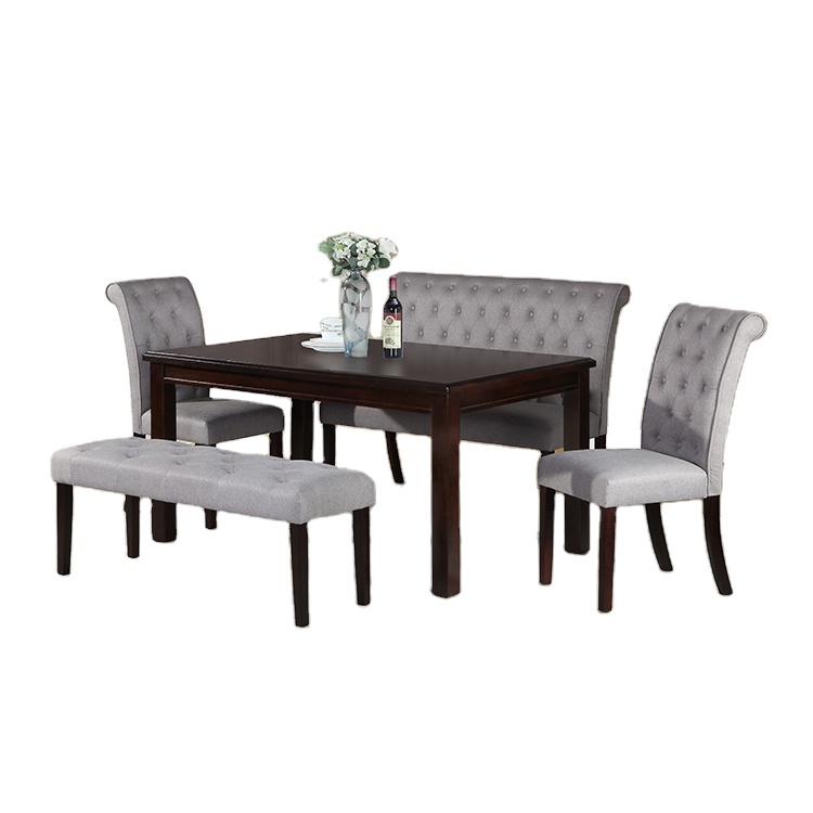 Современный столовый стол из Китая Farnichar роскошный Juego Fe Comedor из цельного дерева обеденный стол и скамейка набор для домашней мебели