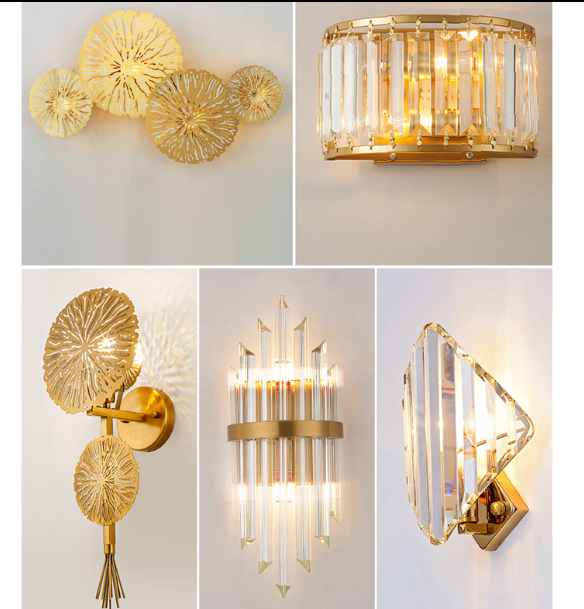 Modern creative gold color crystal wall lamp for living room villa hotel department