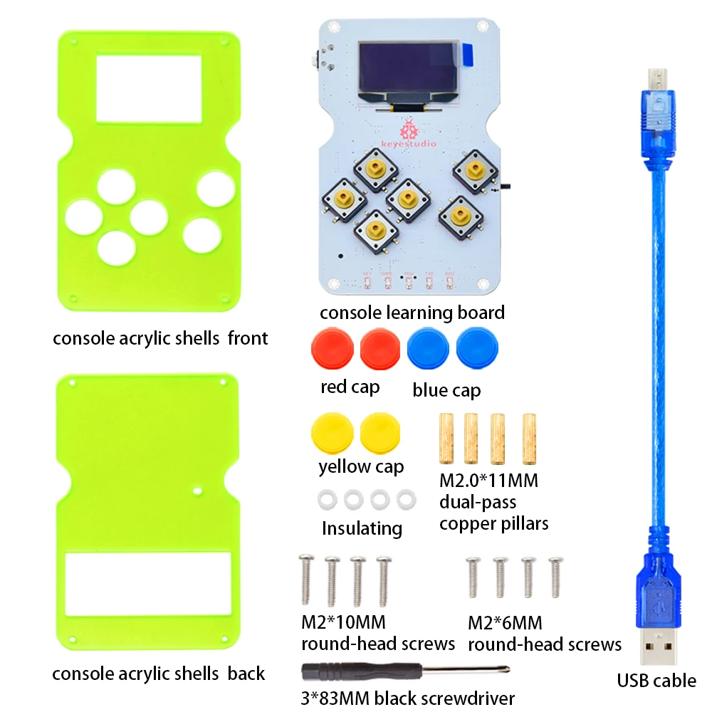 GAMEPI ATMEGA32U4 DIY Kit HandheldCon W/OLED Game Machine Console learning Starter Kit for Arduino(AAA battery)