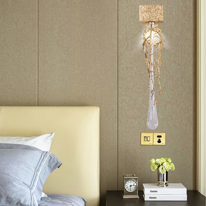 modern new LED copper wall light fancy crystal wall light