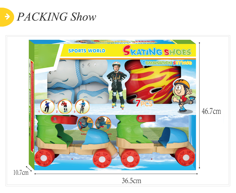 7PCS set kids sliding land roller skate shoes kids with gear
