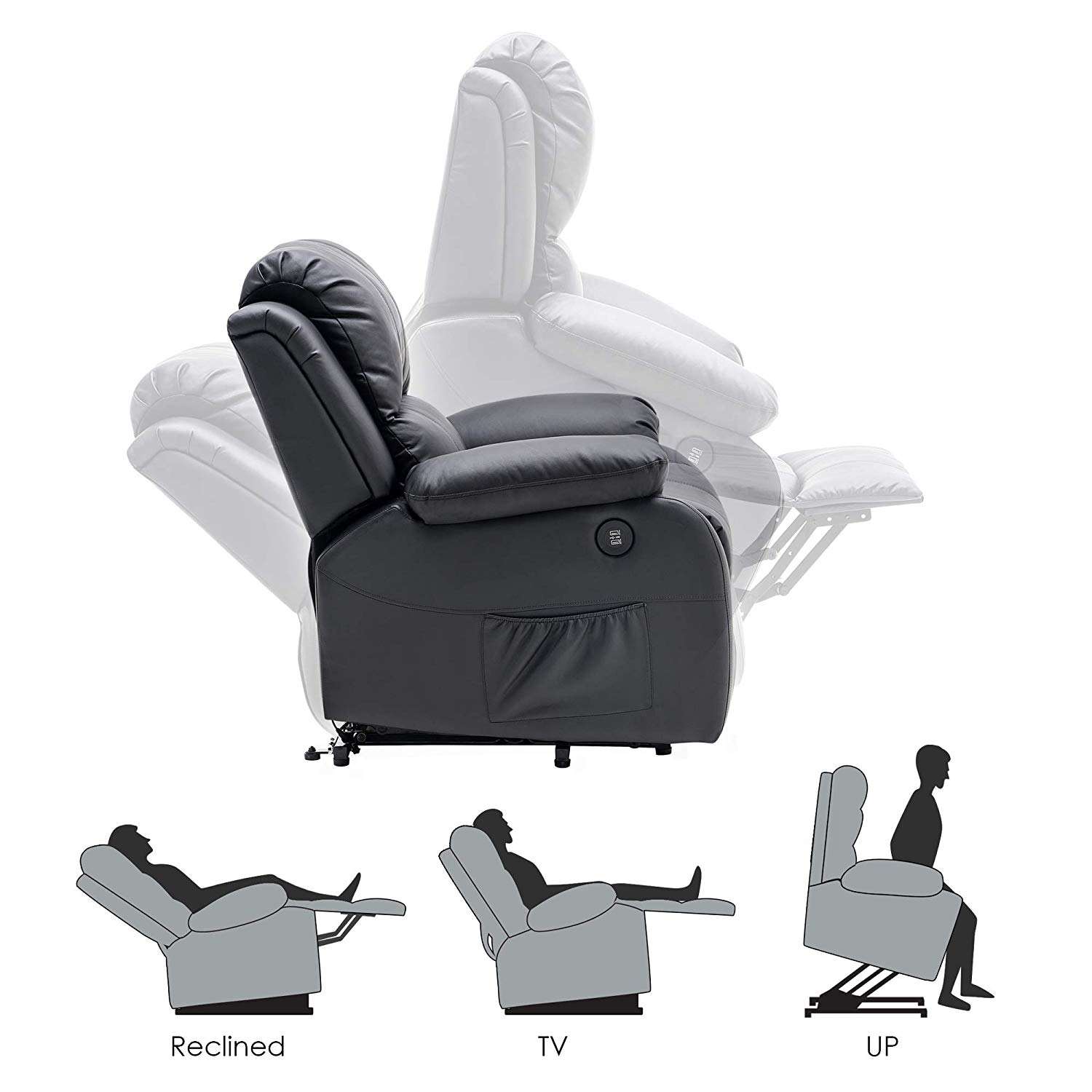 jky家居家具电动升降椅休闲椅旋转摇臂躺椅休闲面料现代客厅pu皮革5