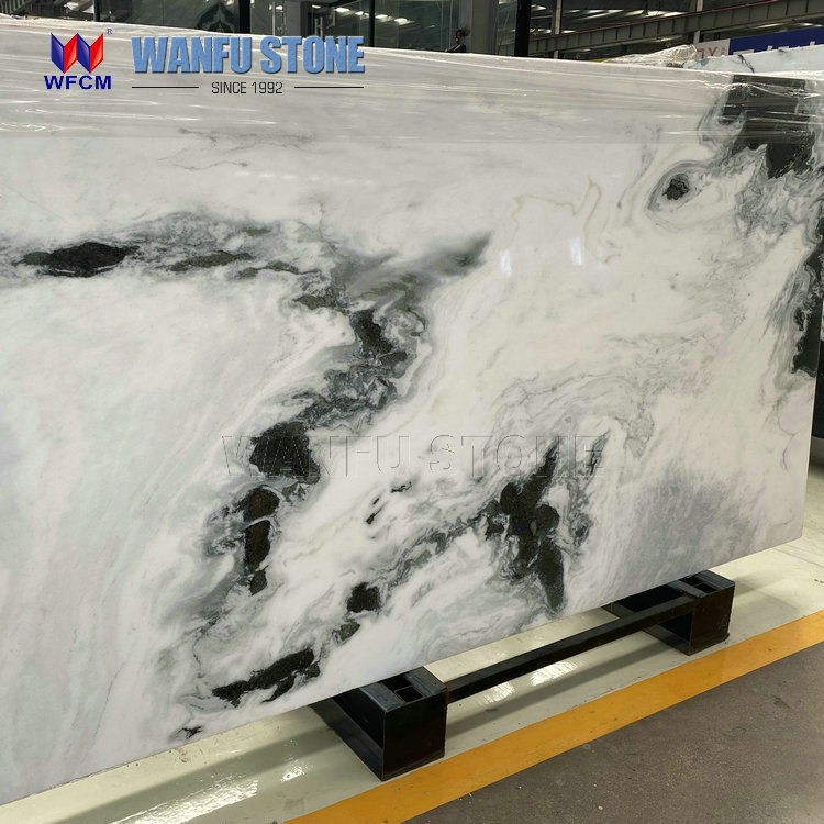 High quality book match marble slabs Chinese Panda white marble