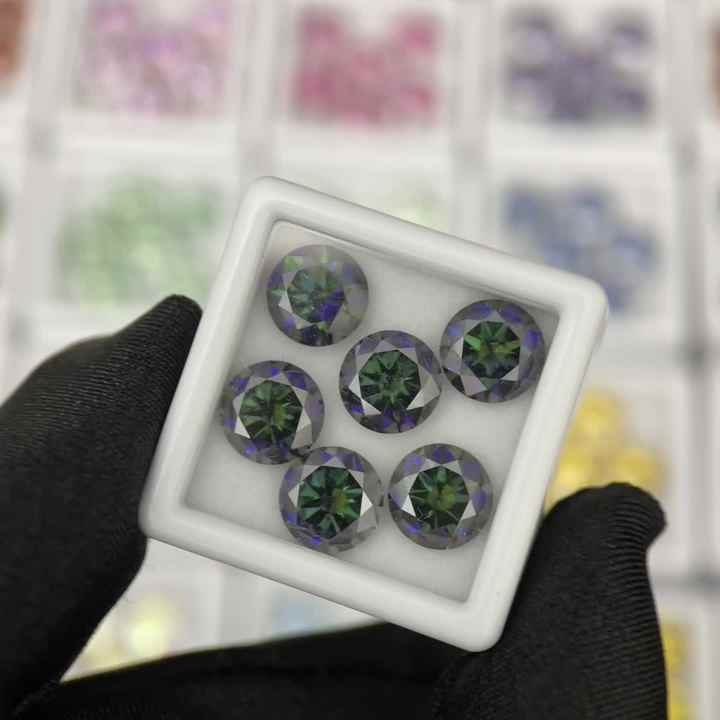 Hot Sale Rainbow Green Color Round Cut 1ct 2ct 3ct Moissanite 3mm to 18mm  Loose Moissanite GRA Certificate VVS Moissanite - Main Image
