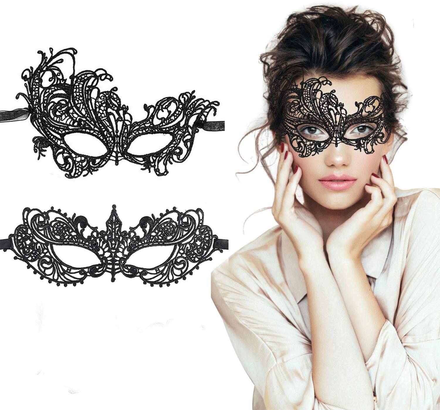 Lace Venetian Half Face Brocade Crystal Christmas New Year Masquerade Ball Mask