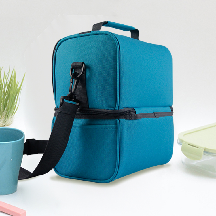 Wellpromotion borsa termica per il pranzo a 2 scomparti con isolamento termico per donna e uomo