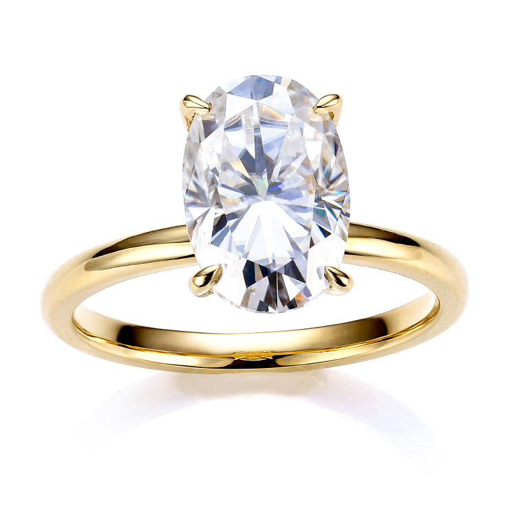 Wholesale 14K /18K /Platinum Moissanite 5 CT Oval Solitaire Solid Gold Ring Women Diamond White Moissanite Rings