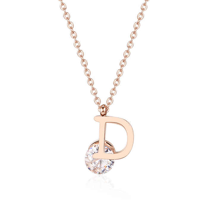 stainless steel rose gold letter d choker fashion women necklace