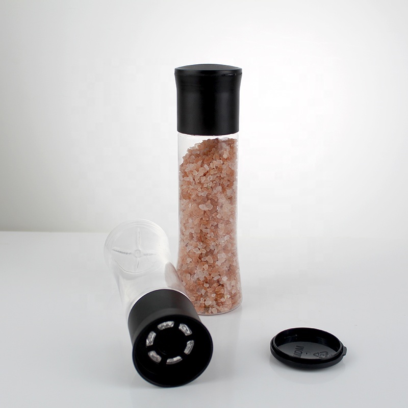 Pepper Plastic Bottle Wholesale Custom Factory Oem Adjustable 360ml Pet Plastic Condiment Spice Salt Pepper Mill Grinder